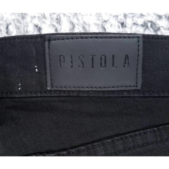 PISTOLA Beaded Charlie Straight Crop Sz 28 High Rise Black Studded Stretch Jeans - Picture 5 of 7